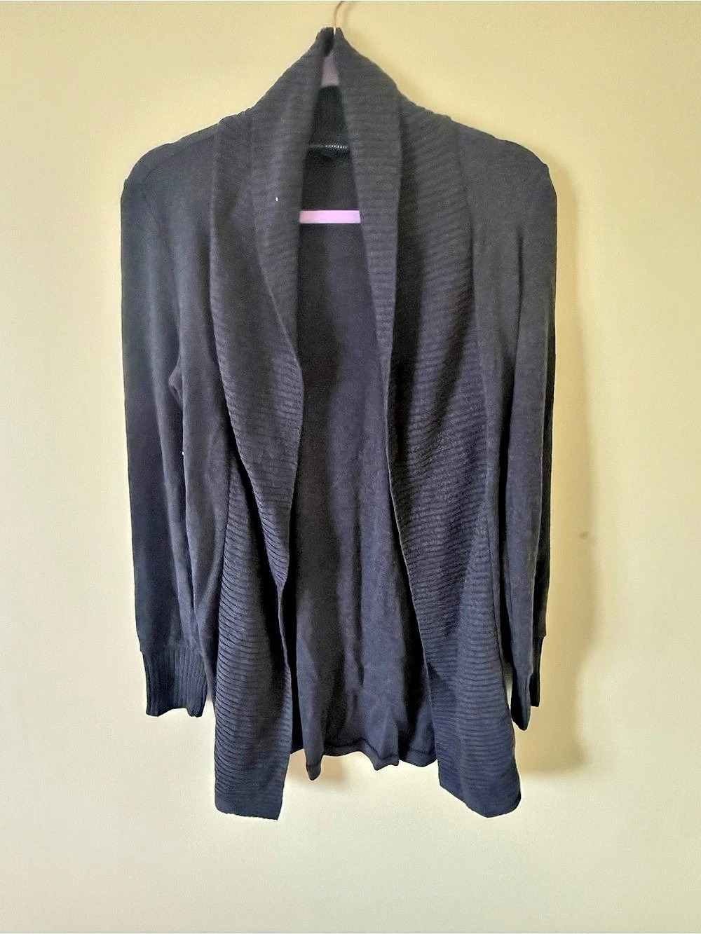 Banana Republic Ribbed Shawl-Collar Open Cardigan Black